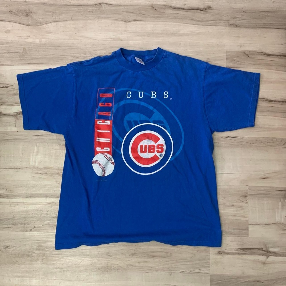Vintage Logo 7 Chicago Cubs T Shirt Mens XL Blue 90s MLB Baseball Cotton